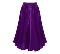 Runhomal Falda de Flamenco para Niña Falda Larga Danza del Vientre Traje Danza Oriental Vestido Español Tango Latino Vals Falda de Danza Clásica 3-12 Años, A violeta., 11-12 Años