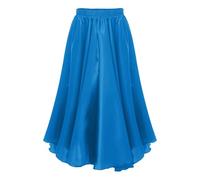 Runhomal Falda de Flamenco para Niña Falda Larga Danza del Vientre Traje Danza Oriental Vestido Español Tango Latino Vals Falda de Danza Clásica 3-12 Años, A azul celeste., 11-12 Años