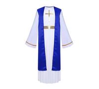Runhomal Halloween Patrón Neutro Traje Jesús Niño Niño Chico Chica Cuello Redondo Mangas acampanadas Patrón Cruz En El Pecho Vestidos Juegos Papel Navidad Azul Real 9-10 años