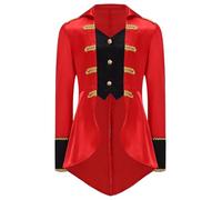 Runhomal Halloween traje de estilo pirata para niño Smoking Color de espadilla borde dorado capa juego de rol capitán carnaval 6-16 años rojo 9-10 años