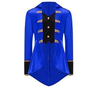 Runhomal Halloween traje de estilo pirata para niño Smoking Color de espadilla borde dorado capa juego de rol capitán carnaval 6-16 años azul real 9-10 años