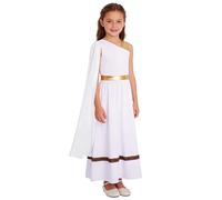 Runhomal Los niños Toge Vestido Griego Y Romano Traje De Traje De Toge Para Niñas Fiestas Traje Juego De Rol De Nobleza Romana Blanco 11-12 años