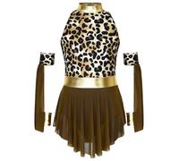 Runhomal Mangas surtidas niña vestidos aborígenes estampado leopardo sin mangas Justaucrops vestido Halloween Carnaval juego de rol niño 6-16 años, Dak Brown, 9-10 Años