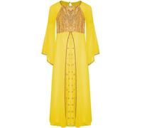 Runhomal Traje De Modelado De Ángel Vestido De Lentejuelas Brillantes Borde Dorado Niño Niña Vestido De Gasa De Halloween Juego De Rol Amarillo 5-6 años