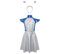 Runhomal Vestido A - Word Alien Hebillas para el pelo Niños Niñas 2 unids extranjero trajes de halloween disfraces rendimiento Carnaval Cosplay 5-16 años Azul 5-6 años