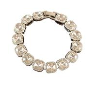 runhuabaihuo Conjunto de pulsera y collar de circonia brillante cuadrado exagerado for mujeres y hombres, joyería de cadena for el cuello resistente al agua(B363)