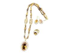 runhuabaihuo Conjuntos de joyas de piedra Conjunto de aretes y collar con diamantes de imitación con incrustaciones