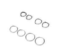 runhuabaihuo Juego de 4 pares de pendientes de aro de acero inoxidable for cartílago y lóbulo de hélice(Steel)