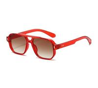 RUNHUIS Gafas de sol cuadradas vintage para hombre y mujer, gafas rectangulares retro con protección UV400, Historia de té rojo/claro