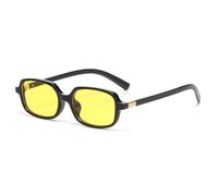 RUNHUIS Gafas de sol rectangulares de moda para mujer y hombre, vintage, retro, pequeñas, cuadradas UV400, negro y amarillo, 18 mm Brücke, 52 mm Linsenbreite, 145 mm Bügel