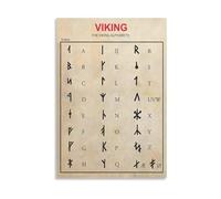 Runic Alphabet Art Print, Viking Wall Decor Poster with Runes Chart, Gift for Mythology Lovers, Home and Office Decor (Framed,08X12inch(20X30cm))