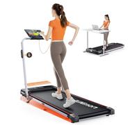 RUNIMON Cinta de Correr Plegable para el Hogar, 6 en 1 Cinta de Caminar con 9% de Inclinación y Asa, 2.5HP para Debajo del Escritorio, Velocidad de 1-12KM/H con Pantalla LED, Control Remoto y App