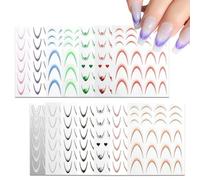 Runkoyea Pegatinas para Puntas Francesas - 14 Hojas de Adhesivos Decorativos | Tiras de Manicura Francesa en Degradado,para Mujeres Niñas Principiantes Artistas Salón en Casa Viaje Rutina