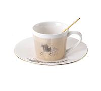 RUNLAIKEJI Taza y platillo de reflejo espejo, taza de café con espejo de 8 onzas, taza anamórfica y platillo, taza de café con reflejo en movimiento, taza de café de cerámica
