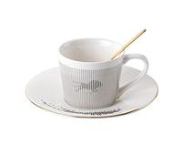 RUNLAIKEJI Taza y platillo de reflejo espejo, taza de café con espejo de 8 onzas, taza anamórfica y platillo, taza de café con reflejo en movimiento, taza de café de cerámica