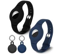 Runmeihe 2 Llavero Airtag + 2 Pulsera GPS Niños Compatibles con Apple Air Tag, Pulsera y Funda para Niños, Bebés y Anciano