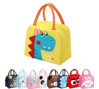 Runmeihe Bolsa Nevera Pequeña Para Niños Niñas Niños Estudiantes, Lunch Bag Reutilizable con Aislamiento,Pequeñas Bolsas de Almuerzo Impermeables Plegables para Viajes Picnic Escuela (Yellow Dinosaur)