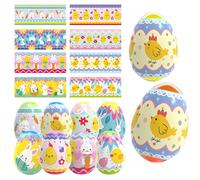 Runmeihe Juego de 24 piezas de decoración de huevos de Pascua, fundas termorretráctiles, decoraciones de huevos de Pascua, envolturas de huevos de Pascua para decorar huevos de Pascua coloridos