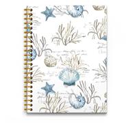 RUNMESS Cuaderno vintage de playa oceánica, cuaderno estético de coral de conchas, regalos de conchas marinas para mujeres, cuadernos de composición oceánica, cuadernos en espiral para decoración de