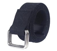 RUNMIND Cinturón de lona para mujeres y hombres, cinturón casual con hebilla de doble anillo en D, cinturón de lona ajustable para jeans, Negro, 110 cm