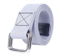 RUNMIND Cinturón de lona para mujeres y hombres, cinturón casual con hebilla de doble anillo en D, cinturón de lona ajustable para jeans, Gris Claro, 110 cm