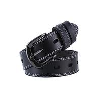 RUNMIND Cinturón de mujer de cuero genuino, cinturón casual con hebilla de aleación, cinturón de cuero de mujer para jeans, Negro, 110cm