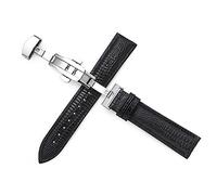 RUNMIND Correa de piel auténtica retro, correa de repuesto con hebilla de mariposa, correa de reloj de piel., Negro, 20mm