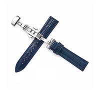 RUNMIND Correa de piel auténtica retro, correa de repuesto con hebilla de mariposa, correa de reloj de piel., Azul, 20mm