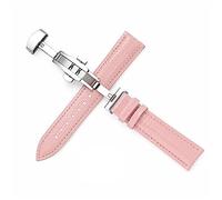 RUNMIND Correa de piel auténtica retro, correa de repuesto con hebilla de mariposa, correa de reloj de piel., Rosa, 20mm