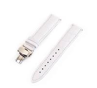 RUNMIND Correas de reloj de cuero genuino, correa con hebilla de mariposa, correa de cuero de repuesto para hombres y mujeres, Blanco, 21mm