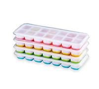 RUNMKUO 4 Piezas Cubiteras para Hielo con Tapa,Moldes de Silicona sin BPA,Hielo para Congelarse Alimentos para Bebés, Agua, Cola, Cócteles, Whisky