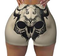 Runner Bull Skull - Pantalones cortos de entrenamiento para mujer, ropa deportiva deportiva con cintura elástica, NEGRO, XX-Large Short