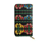 Runner - Cartera larga de piel con estampado de caballo dala sueco, cartera personalizada a la moda, múltiples ranuras para tarjetas y bolsillo para monedas, color negro, talla única, Negro, One Size