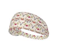 Runner - Diadema deportiva elástica con estampado de calavera de toro, compatible con casco, para senderismo, ciclismo, correr, entrenamiento