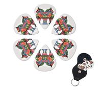Runner - Púas de guitarra folk suecas Dala Horse Folk, paquete de 6 púas de celuloide de diferentes grosores con soporte para púas de guitarra, púa de guitarra personalizada para guitarra acústica,