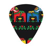 Runner - Púas de guitarra suecas Dala Horse Folk a la moda, paquete de 12 unidades, para guitarra acústica, guitarra eléctrica, ukelele