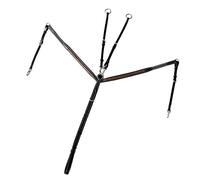 Runners Braided Breast Plates with Seperate Running Attachment./ Buffalo Leather./ Stainless Steel Buckles./ Black Elastic with Grey & Maroon Lines.