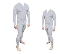 Running Bear Long John Western - Calzoncillos tipo vaquero (1 pieza, algodón, talla M), color gris