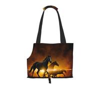 Running Black Horses Print Pets Dogs Carrier Bags Puppy Carrier Dog Walking Bags for Small Dogs and Cat and Rabbit