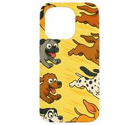 Running Cartoon Dogs Colorful Funny Pet Lover Design Carcasa para iPhone 15 Pro