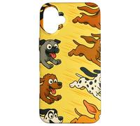 Running Cartoon Dogs Colorful Funny Pet Lover Design Carcasa para iPhone 16 Plus