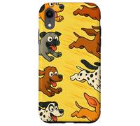 Running Cartoon Dogs Colorful Funny Pet Lover Design Carcasa para iPhone XR
