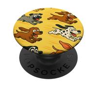 Running Cartoon Dogs Colorful Funny Pet Lover Design PopSockets PopGrip Adhesivo