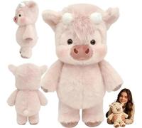 Running Cow Plush,Running Plushies, 45cm Calf Soft Toy, Ultra-Soft Highland Cow Plush Adorable & Furry Highland, Can Serves As Home Decor, for Men Women Kids Teens(A)