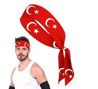 Running Headbands - Turkey Flag Tie Sweatband, Breathable Sports Headscarf, Elastic Fitness Hair Wrap, Lightweight Moisture Control Band | Ideal for Running Football Yoga Hiking Training