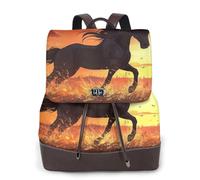 Running horses under the setting sun Ladies Travel Fashion Back Pack,Casual Backpack Print Women's Leather Backpack for Work