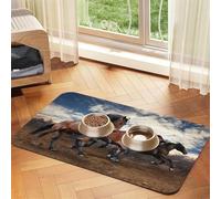 Running Horses,Waterproof Pet Feeding Mat,PU Leather Placemats for Cat Dog Water Bowl,Food Mats,40x60cm