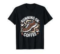 Running On Coffee Cafeine Runner Espresso Jogging Camiseta gráfica económica, Hombre, Negro, S