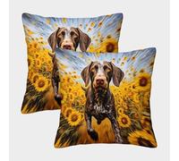 Running Perro Art Cojín Almohada 3D Vibrant Girasol Style Suave Al Tacto,sofá Silla Muebles para El Hogar 50x50cm 2 Paquetes
