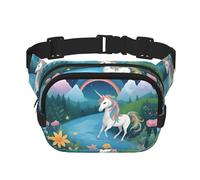 Running Unicorns - Bolso cruzado de moda con estampado de unicornios, bolsa de cintura de senderismo, bolsa de hombro cuadrada de doble capa para viajes y